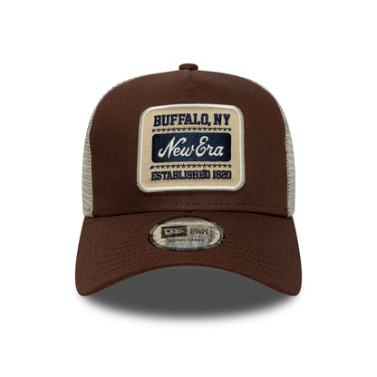 Gorra de camionero A-Frame con parche NE de New Era - Chocolate-Piedra