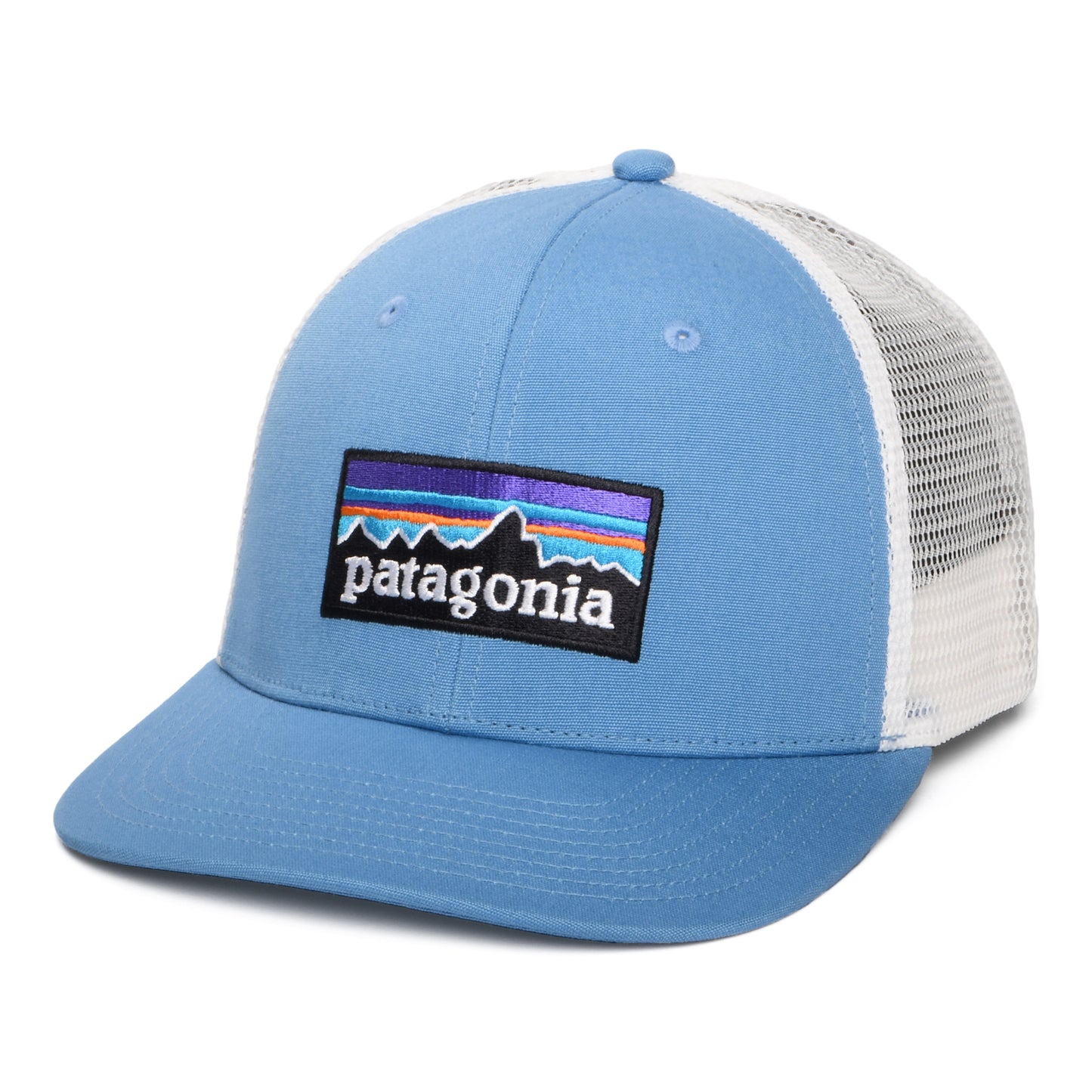 Gorra de camionero P-6 Logo de algodón orgánico de Patagonia - Océano-Blanco