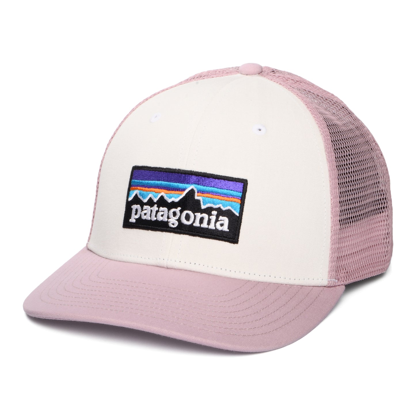 Gorra de camionero P-6 Logo de algodón orgánico de Patagonia - Blanco-Violeta