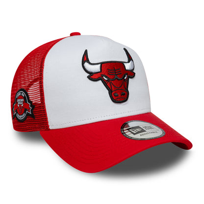 Gorra de camionero A-Frame NBA Side Patch Chicago Bulls de New Era - Rojo-Blanco