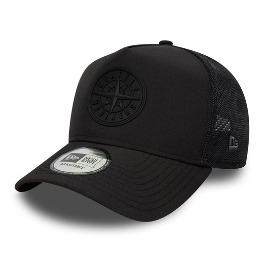 Gorra de camionero A-Frame MLB Sport Featherweight Seattle Mariners de New Era - Negro sobre Negro