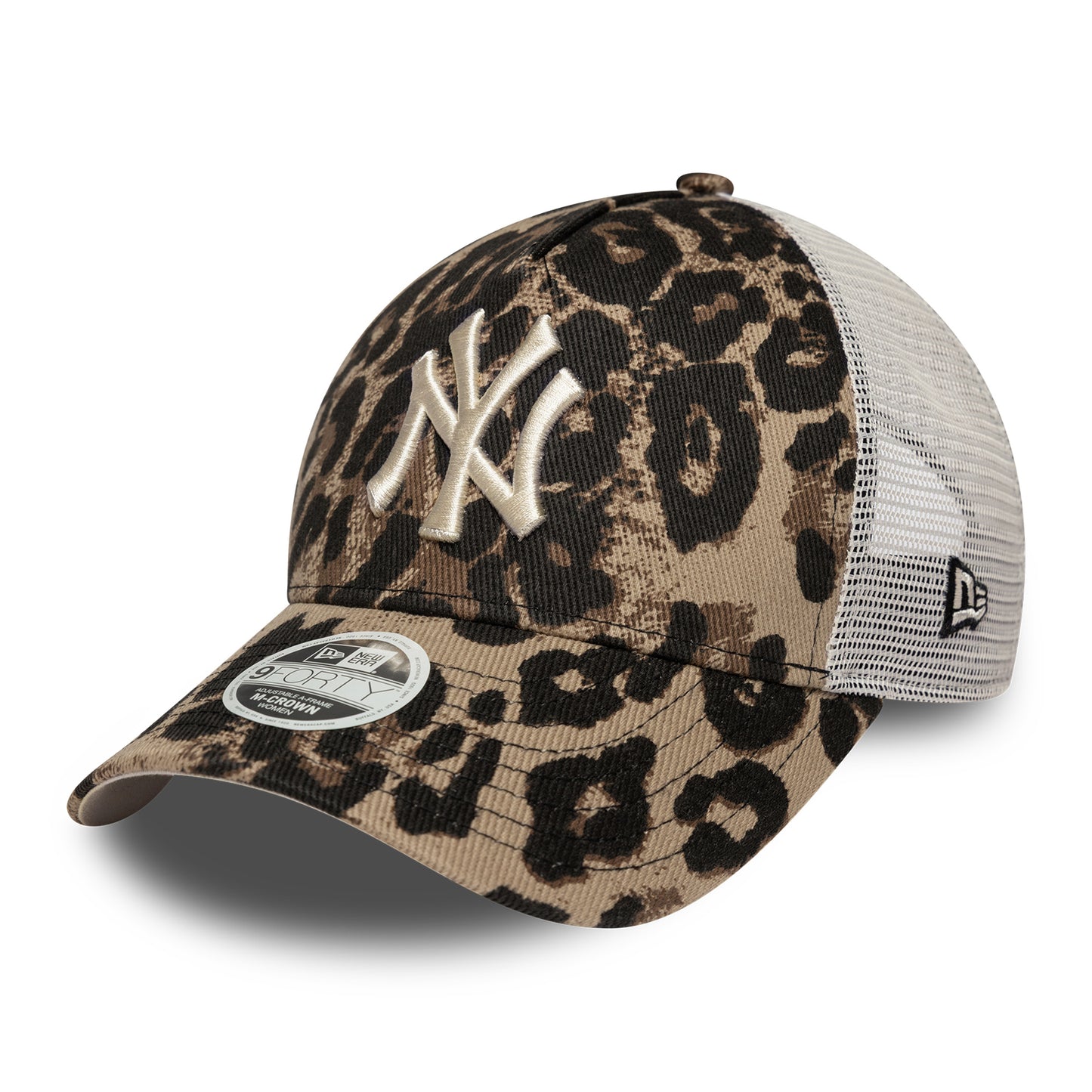 Gorra de camionero mujeres 9FORTY M-Crown A-Frame - MLB Leopard New York Yankees de New Era - Marrón-Piedra