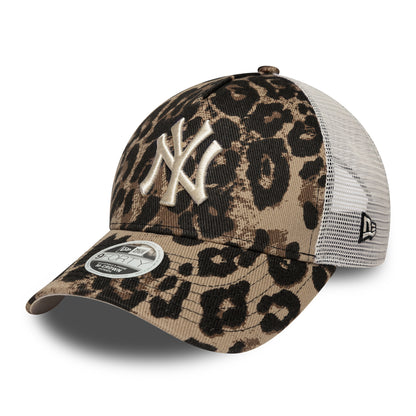Gorra de camionero mujeres 9FORTY M-Crown A-Frame - MLB Leopard New York Yankees de New Era - Marrón-Piedra