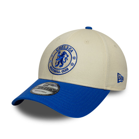 Gorra de béisbol 9FORTY Seasonal Contrast Lion Crest Chelsea FC de New Era - Crema-Azul Real