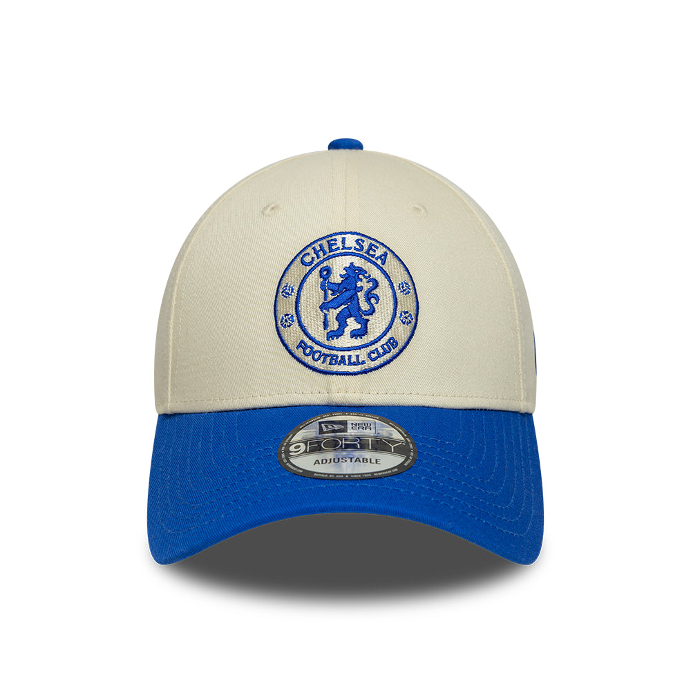 Gorra de béisbol 9FORTY Seasonal Contrast Lion Crest Chelsea FC de New Era - Crema-Azul Real
