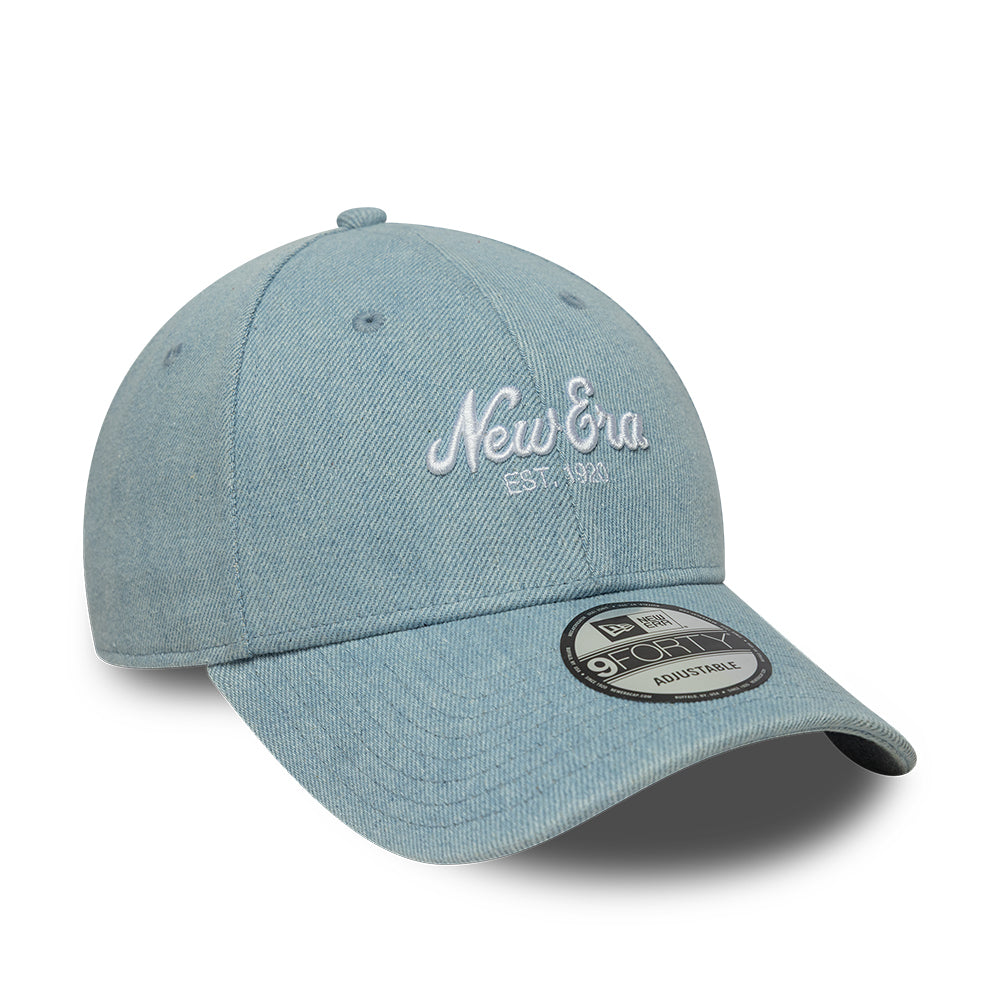 Gorra de béisbol 9FORTY de tejido vaquero de New Era - Azul Claro