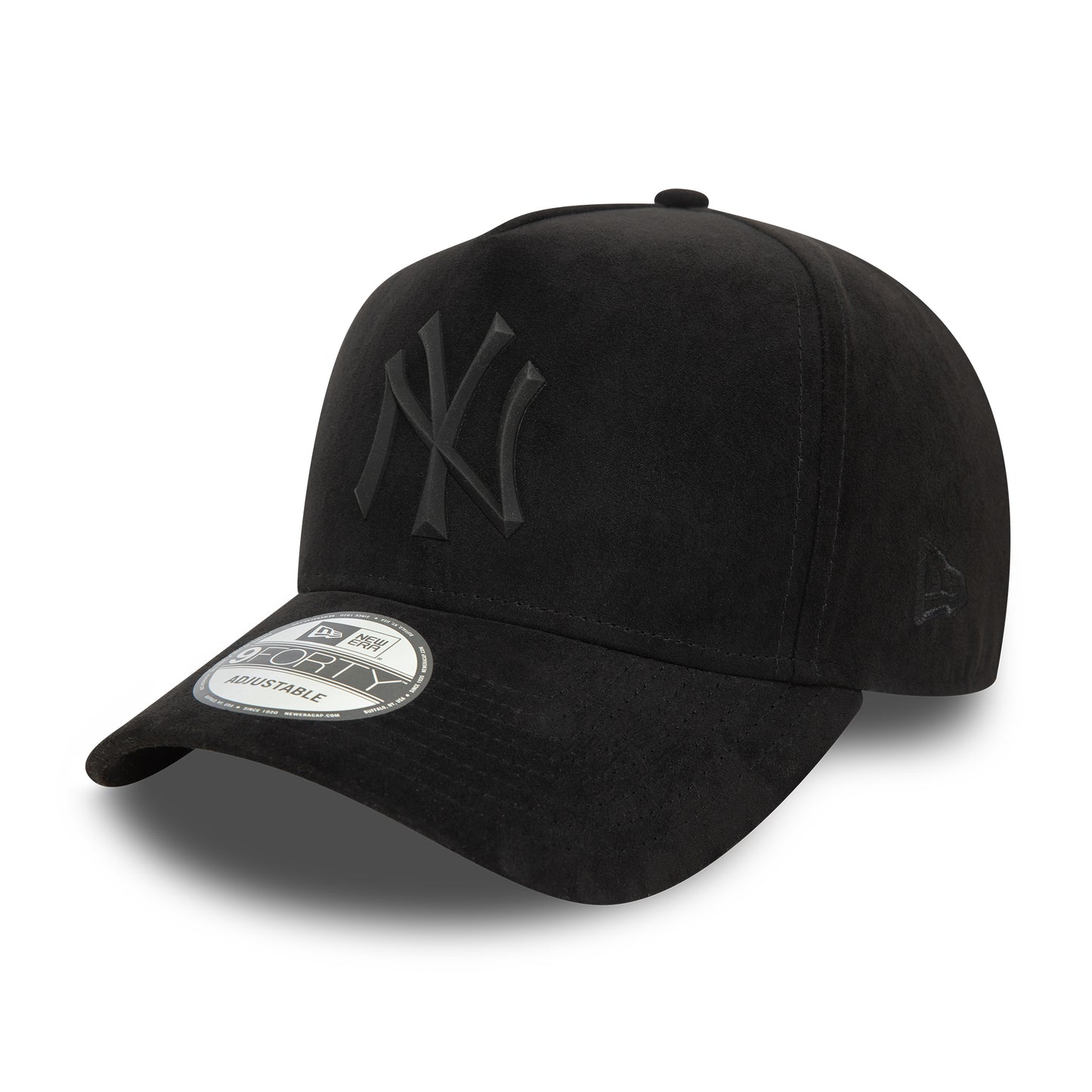 Gorra Snapback 9FORTY A-Frame MLB Faux Suede New York Yankees de New Era - Negro sobre Negro