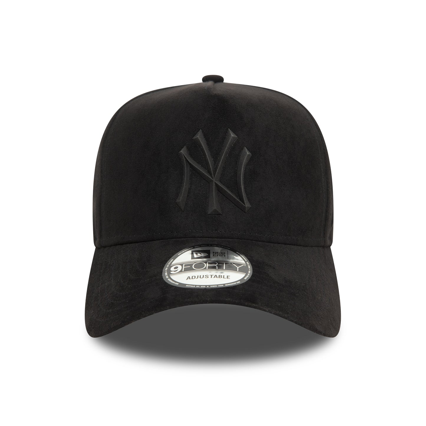 Gorra Snapback 9FORTY A-Frame MLB Faux Suede New York Yankees de New Era - Negro sobre Negro