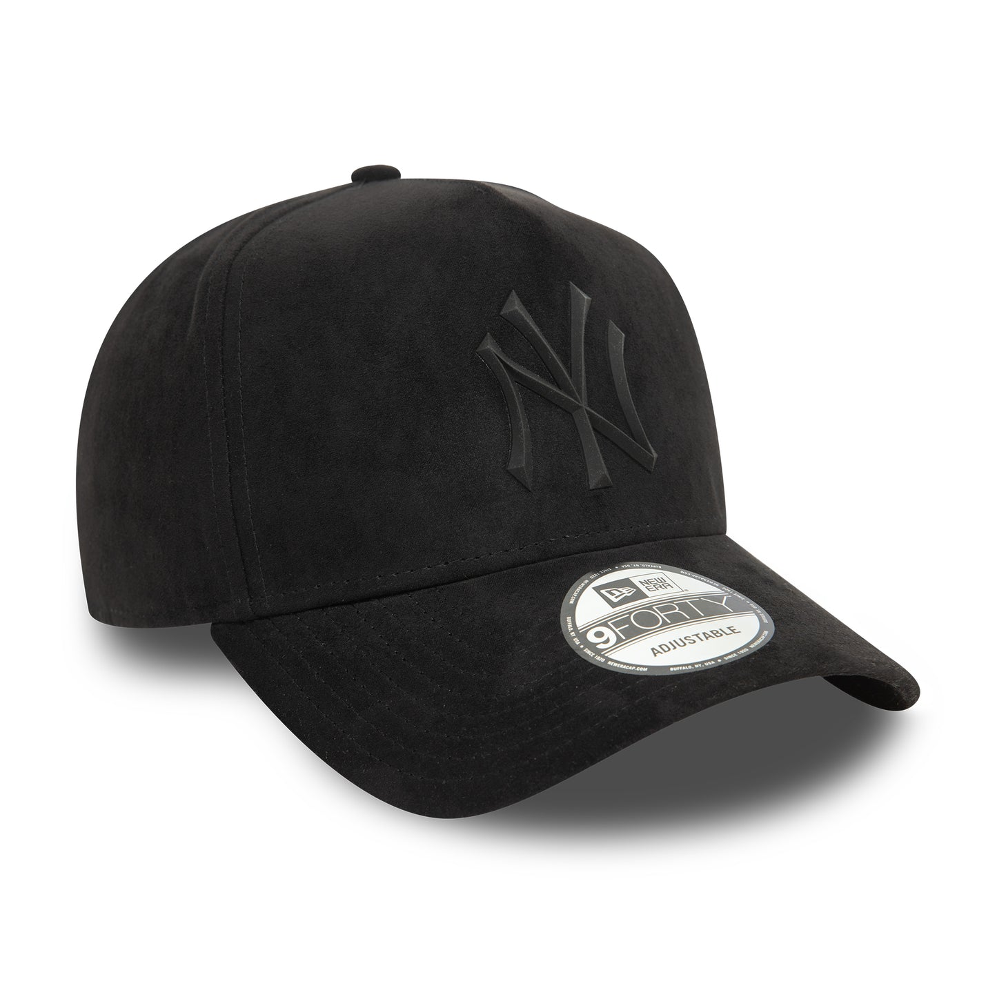 Gorra Snapback 9FORTY A-Frame MLB Faux Suede New York Yankees de New Era - Negro sobre Negro