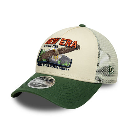Gorra de camionero 9FORTY M-Crown A-Frame de New Era - Crema-Verde Oscuro