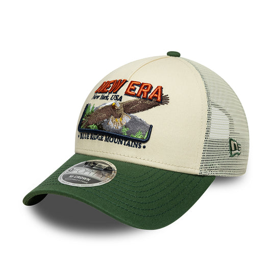 Gorra de camionero 9FORTY M-Crown A-Frame de New Era - Crema-Verde Oscuro