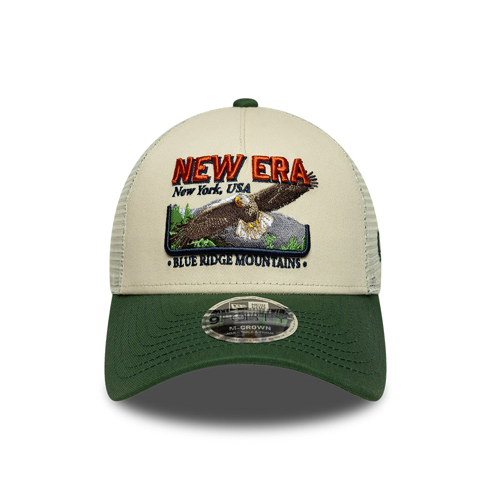 Gorra de camionero 9FORTY M-Crown A-Frame de New Era - Crema-Verde Oscuro