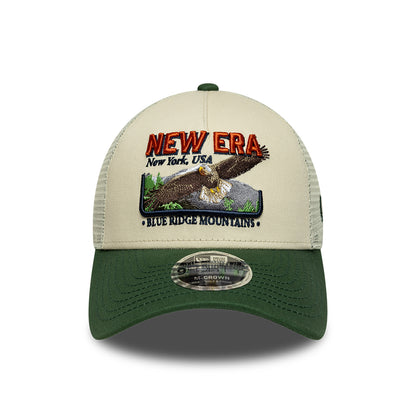 Gorra de camionero 9FORTY M-Crown A-Frame de New Era - Crema-Verde Oscuro