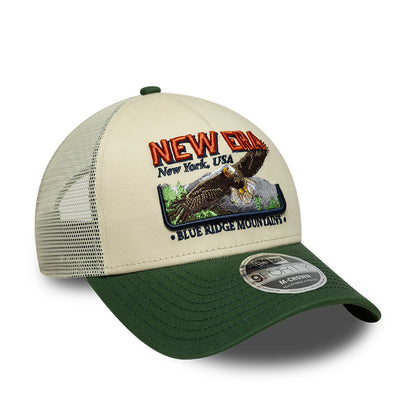 Gorra de camionero 9FORTY M-Crown A-Frame de New Era - Crema-Verde Oscuro