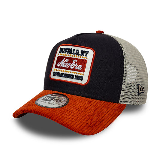 Gorra de camionero 9FORTY A-Frame Patch Cord de New Era - Azul Marino-Rojo Encendido