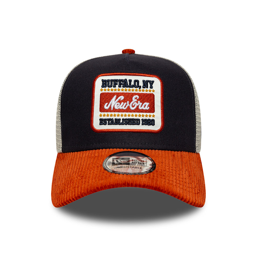 Gorra de camionero 9FORTY A-Frame Patch Cord de New Era - Azul Marino-Rojo Encendido