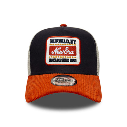 Gorra de camionero 9FORTY A-Frame Patch Cord de New Era - Azul Marino-Rojo Encendido