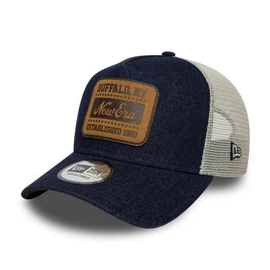 Gorra de camionero 9FORTY A-Frame Patch Denim de New Era - Azul Oscuro