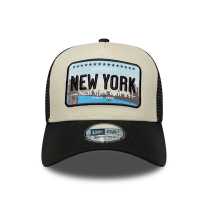 Gorra de camionero 9FORTY A-Frame License Plate New York de New Era - Piedra-Negro