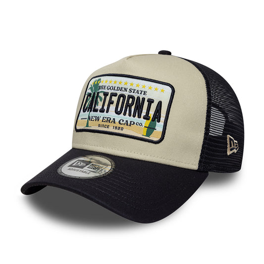 Gorra de camionero 9FORTY A-Frame License Plate California de New Era - Piedra-Azul Marino