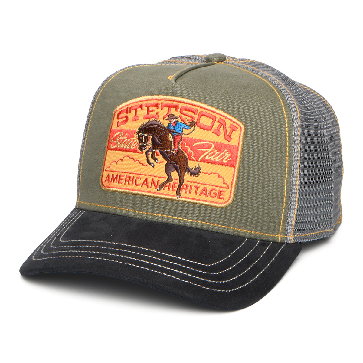 Gorra de camionero de Stetson - Verde Oliva-Gris