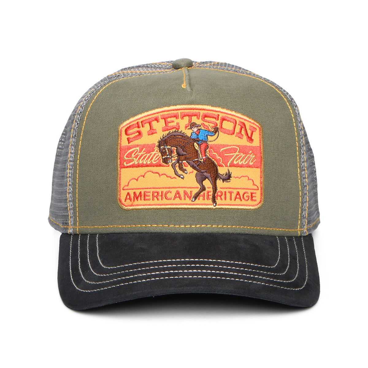 Gorra de camionero de Stetson - Verde Oliva-Gris