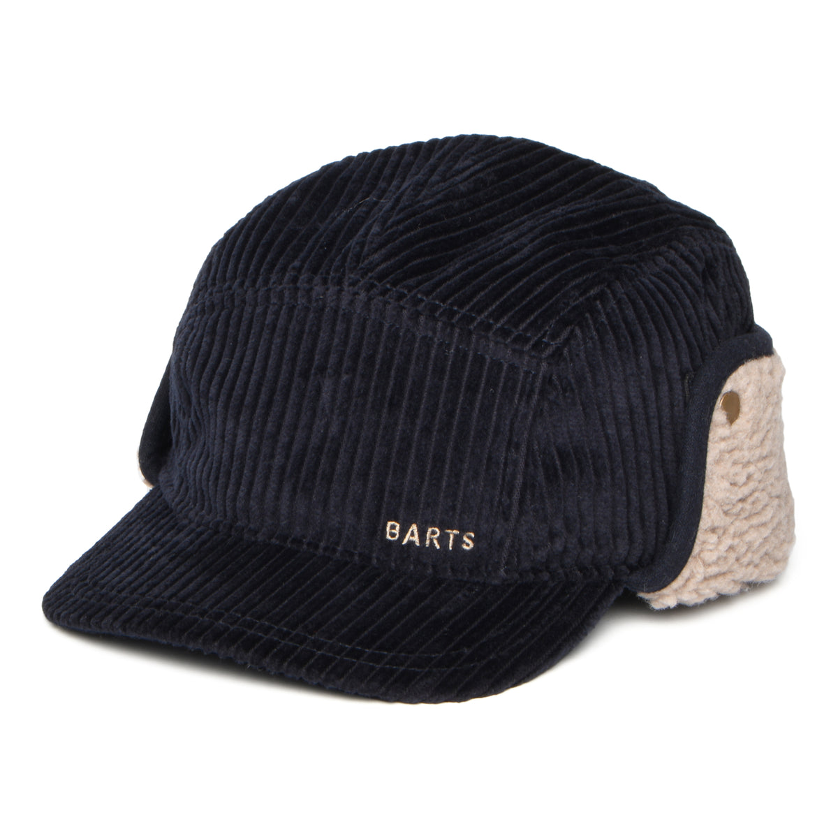 Gorra 5 paneles Rayner de pana con orejeras de Barts - Azul Oscuro