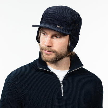 Gorra 5 paneles Rayner de pana con orejeras de Barts - Azul Oscuro