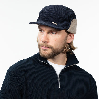 Gorra 5 paneles Rayner de pana con orejeras de Barts - Azul Oscuro