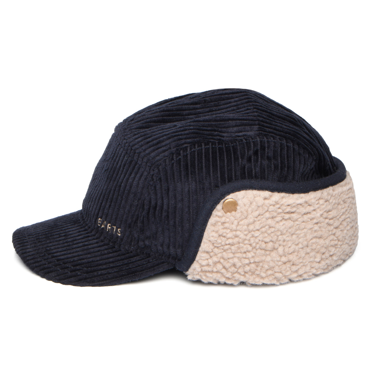 Gorra 5 paneles Rayner de pana con orejeras de Barts - Azul Oscuro