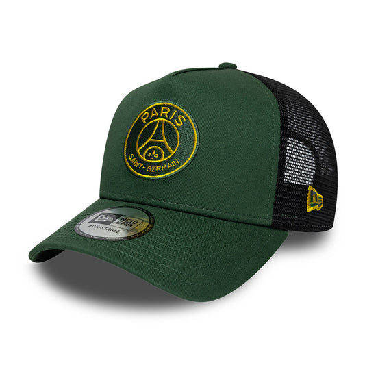 Gorra de camionero A-Frame de temporada Paris Saint-Germain FC de New Era - Verde Oscuro