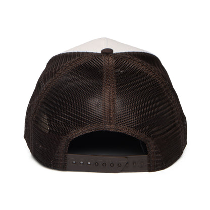 Gorra de camionero Over the Line Longhorn de Goorin - Blanco-Marrón
