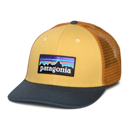 Gorra de camionero P-6 Logo de algodón orgánico de Patagonia - Beige Arena-Azul Pizarra