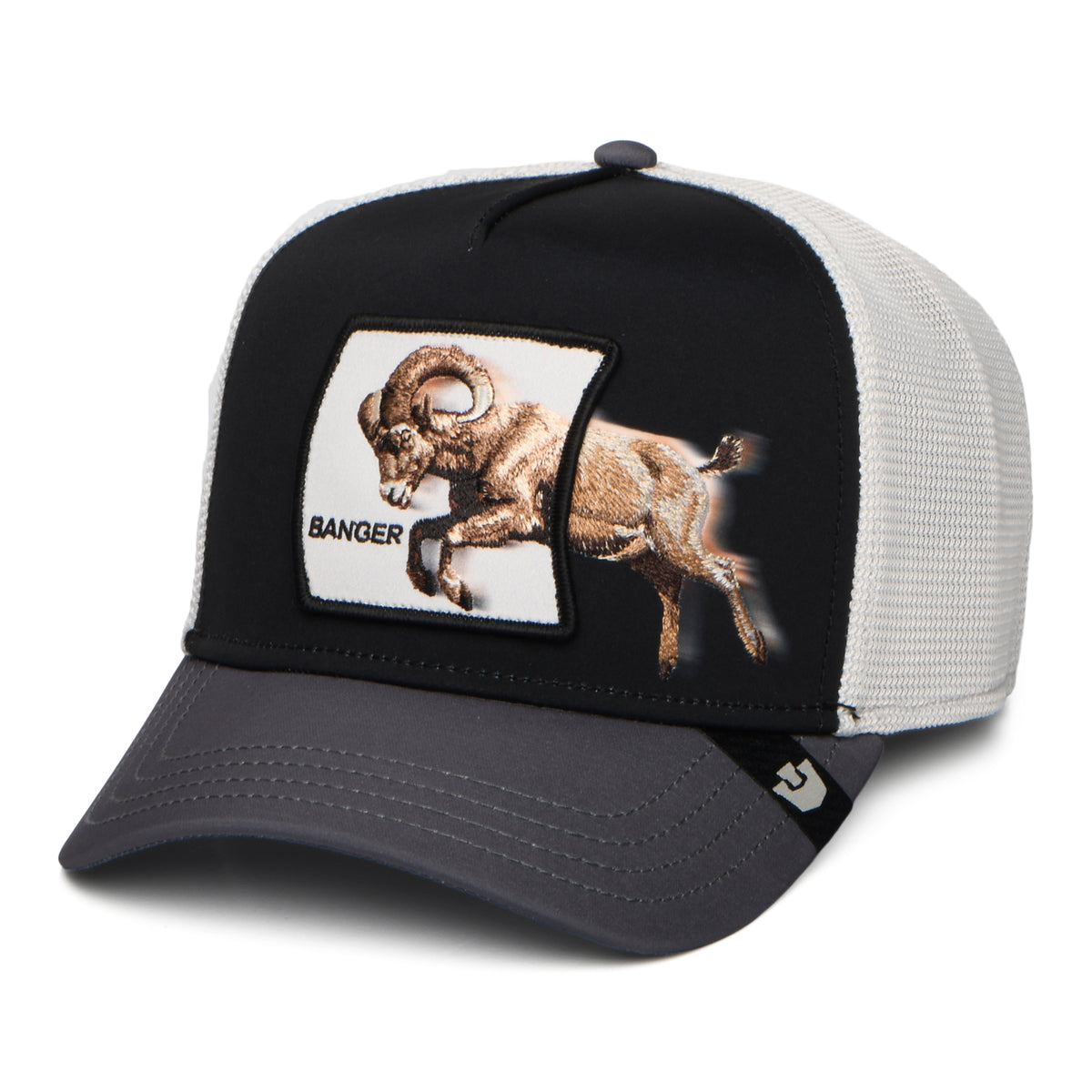 Gorra de camionero Migration Banger de Goorin - Negro-Gris-Blanco