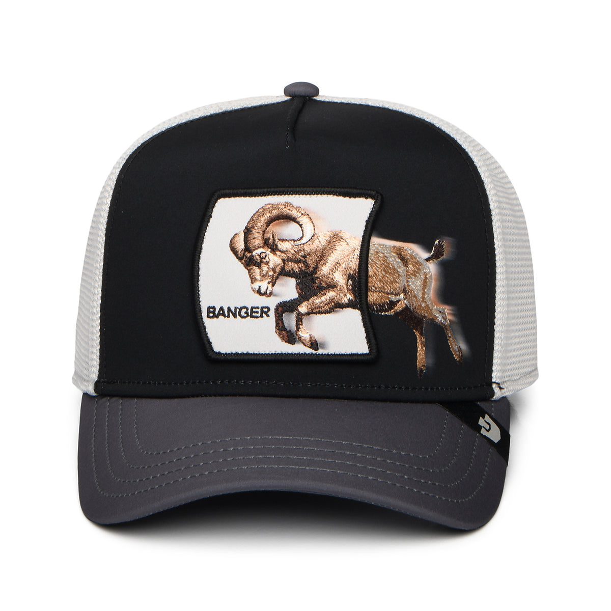 Gorra de camionero Migration Banger de Goorin - Negro-Gris-Blanco