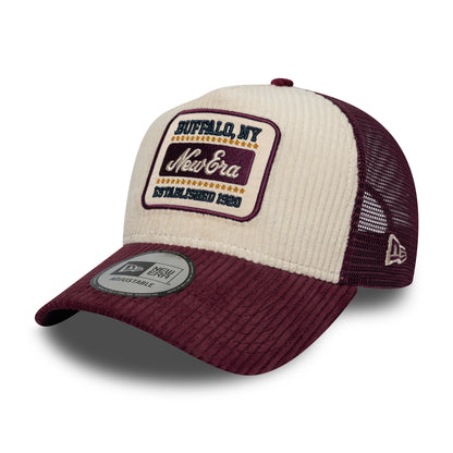 Gorra de camionero 9FORTY A-Frame Cord Visor de New Era - Piedra-Granate