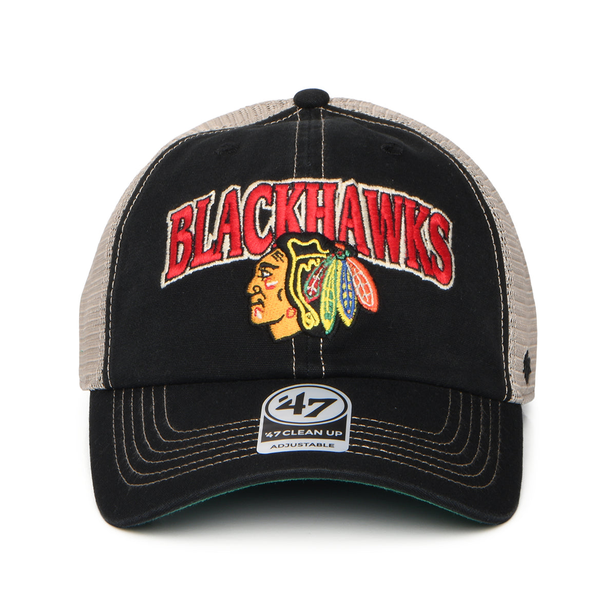 Gorra de camionero NHL Tuscaloosa Clean Up Chicago Blackhawks de 47 Brand - Negro Lavado-Blanco