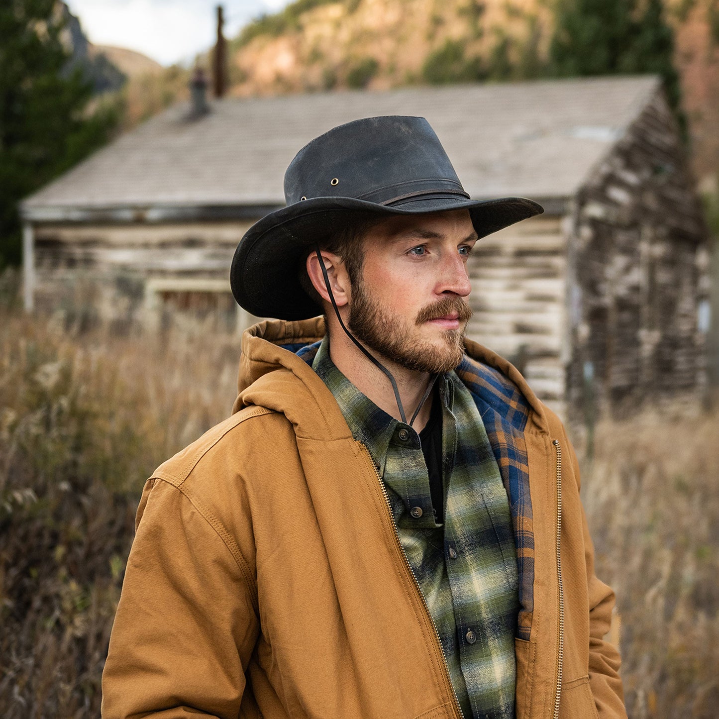 Sombrero Outback impermeable de algodón de Dorfman-Pacific - Marrón