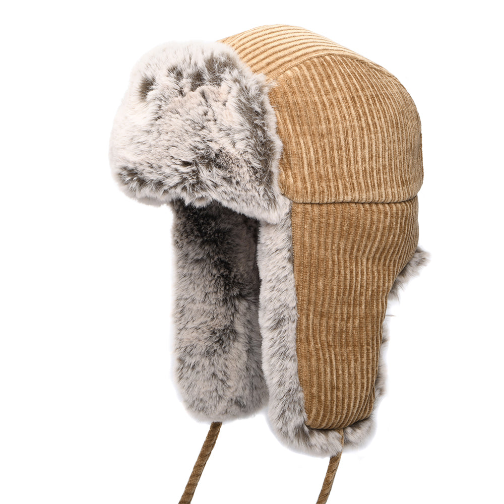 Gorro Aviador Bomber de Pana de Stetson - Beige