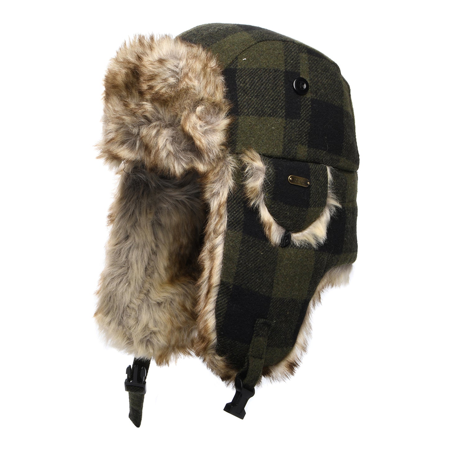 Gorro Aviador Saint Cloud a cuadros de Scala - Verde Oliva