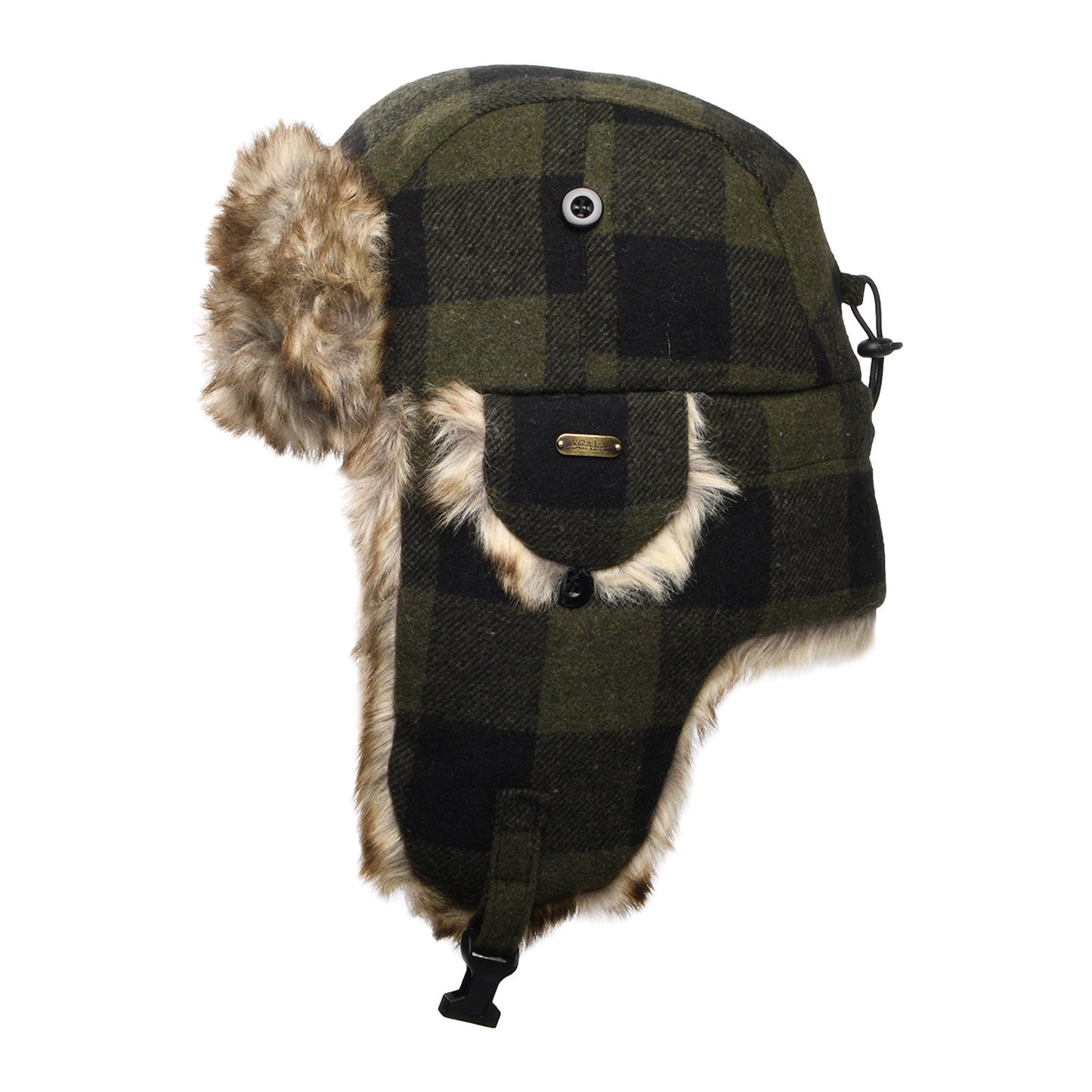Gorro Aviador Saint Cloud a cuadros de Scala - Verde Oliva