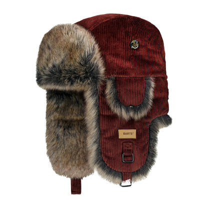 Gorro Aviador Rib Bomber de pana de Barts - Rojo Óxido
