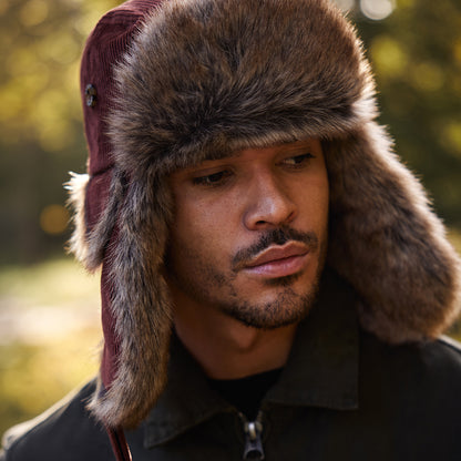 Gorro Aviador Rib Bomber de pana de Barts - Rojo Óxido