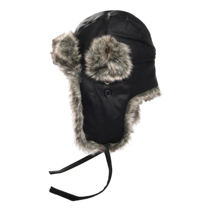 Sombrero Trapper de piel sintética de Jaxon & James - Negro