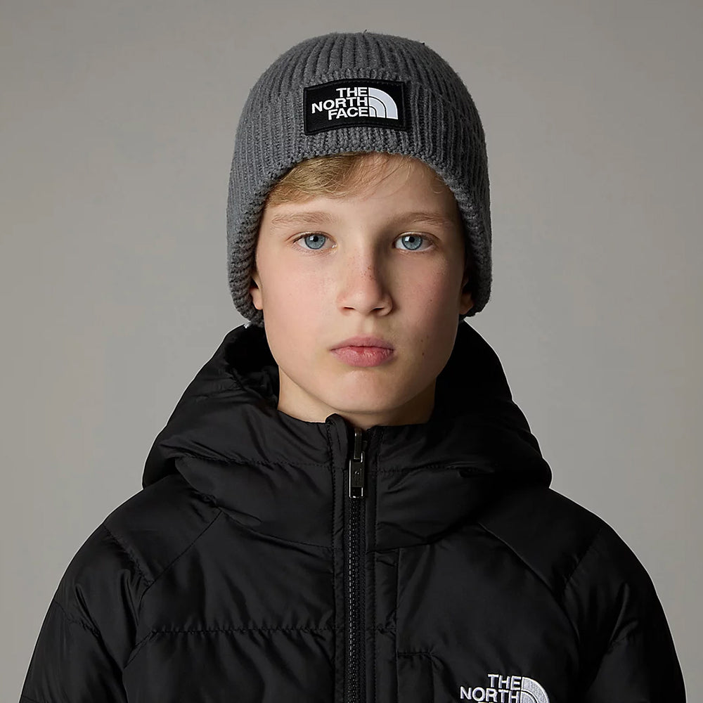 Gorro Beanie niños TNF Box Logo con vuelta con vuelta de The North Face - Gris Medio