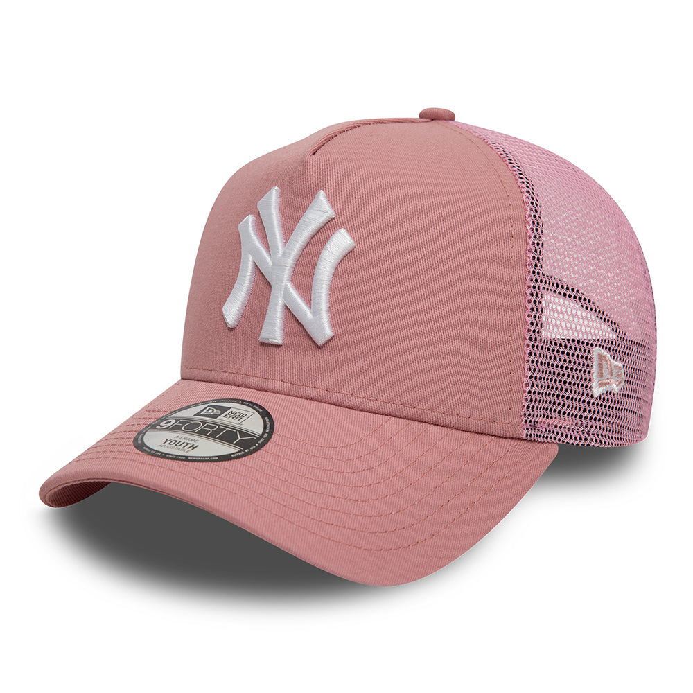 Gorra Trucker niños A-Frame MLB League Essential New York Yankees de New Era - Rosa Oscuro-Blanco