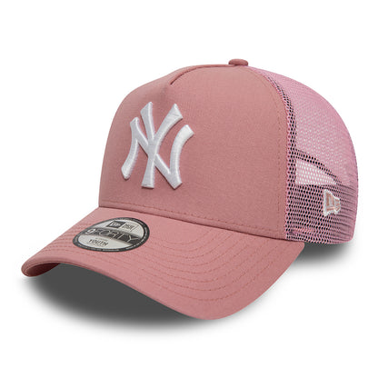 Gorra Trucker niños A-Frame MLB League Essential New York Yankees de New Era - Rosa Oscuro-Blanco