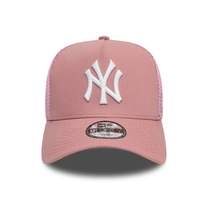 Gorra Trucker niños A-Frame MLB League Essential New York Yankees de New Era - Rosa Oscuro-Blanco