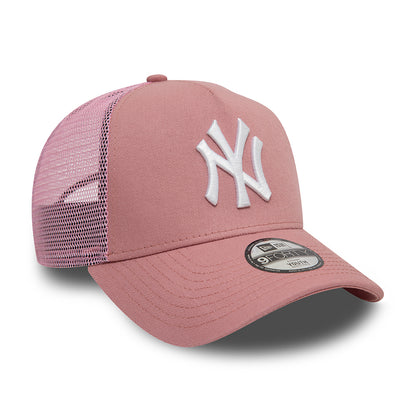 Gorra Trucker niños A-Frame MLB League Essential New York Yankees de New Era - Rosa Oscuro-Blanco