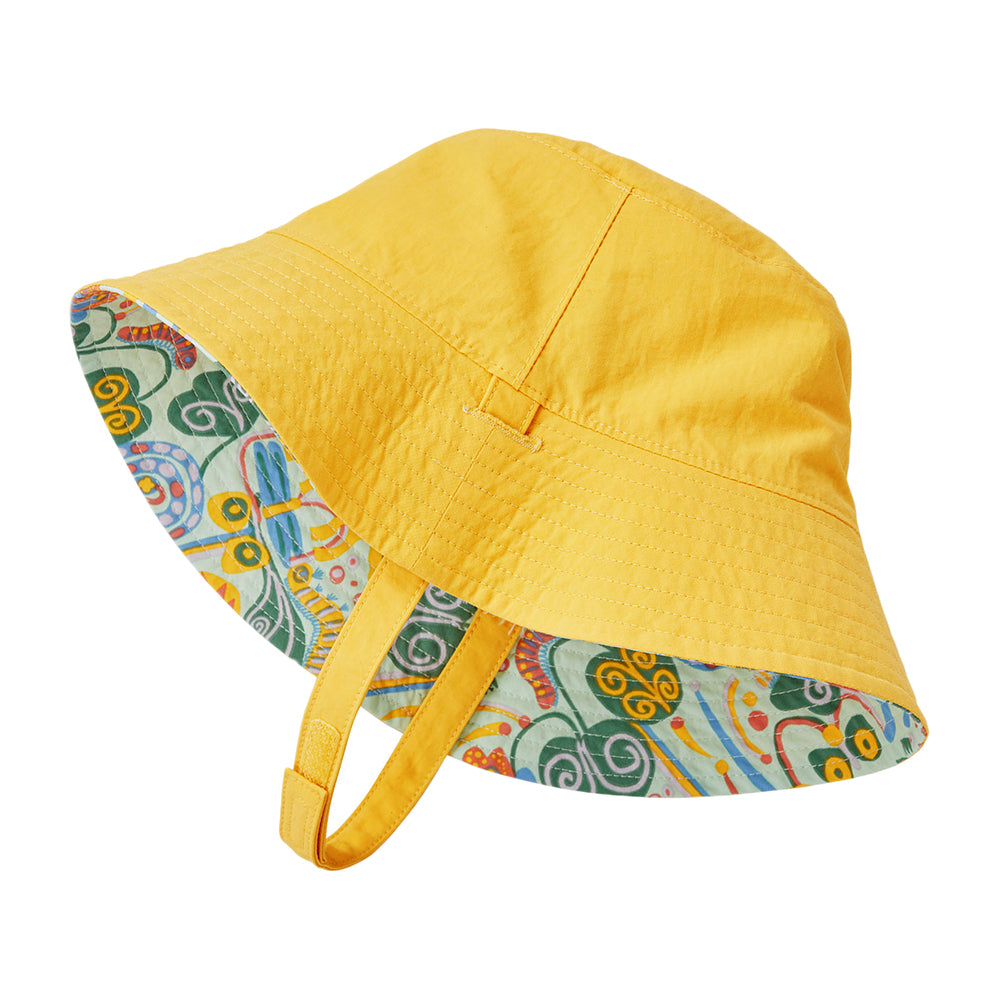 Sombrero de pescador bebé Meadow Moose reversible Sol de Patagonia - Verde Claro-Amarillo